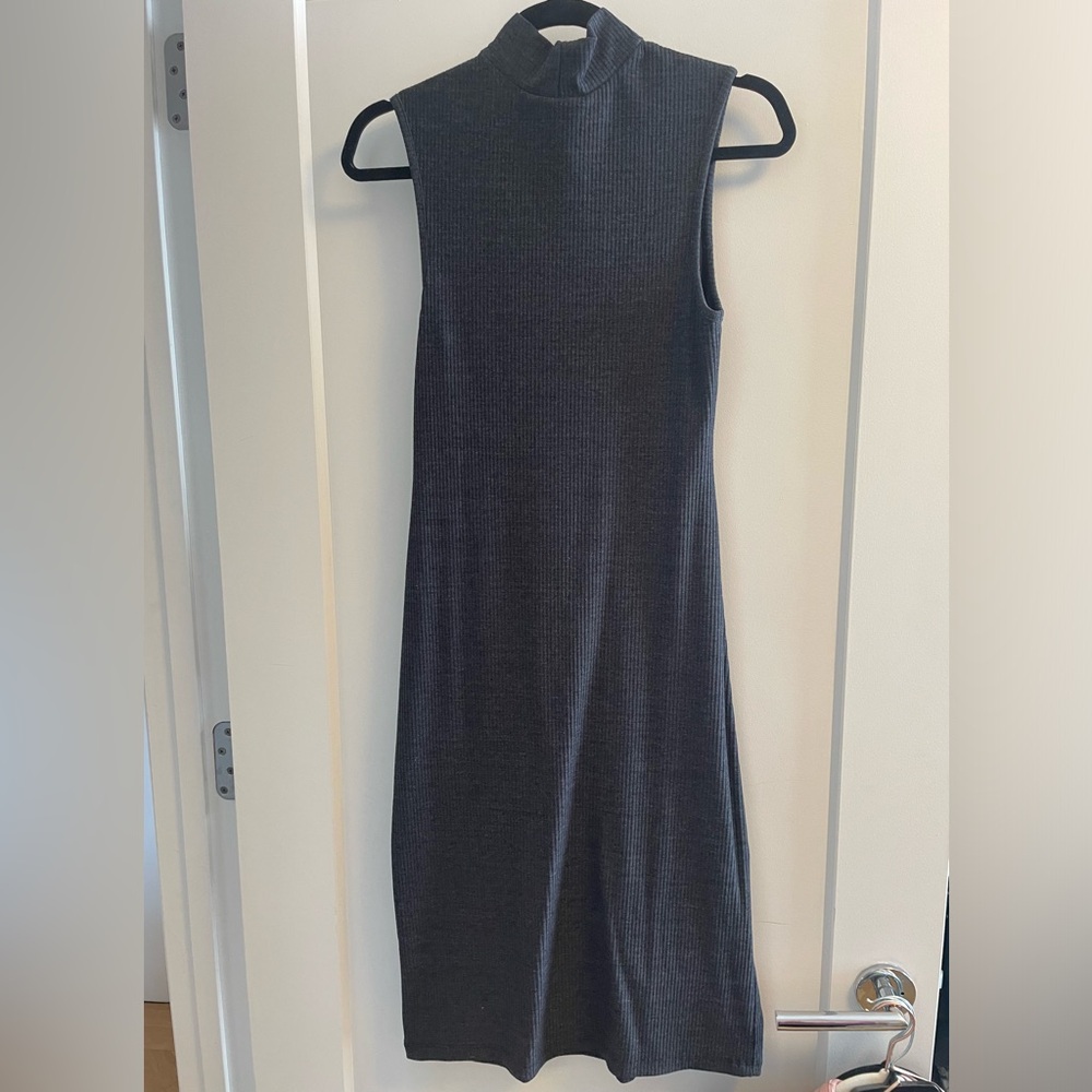 MOHNTON MADE Mock Neck Muscle Rib Dress